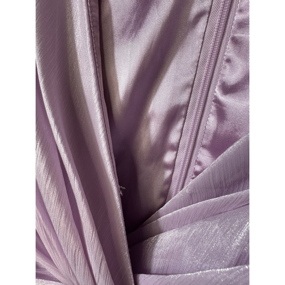 MSRP $880 Badgley Mischka Draped Dolman Sleeve Chiffon Gown Sz 2 Lavender Lilac - Picture 8 of 13